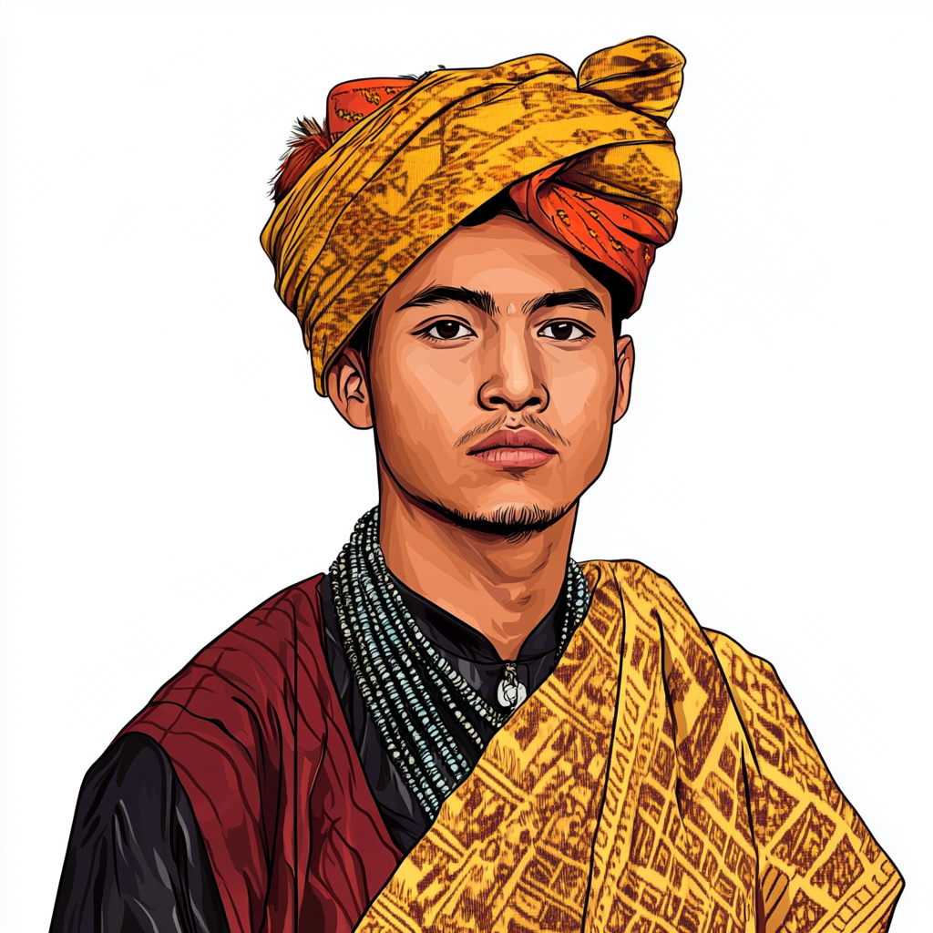 A Khasi Tribe Young Man in Traditional Dress.