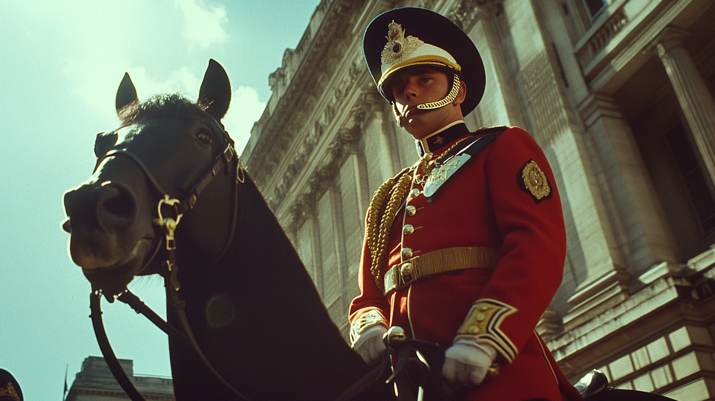 A Kings Guard on Horseback Near Buckingham Palace