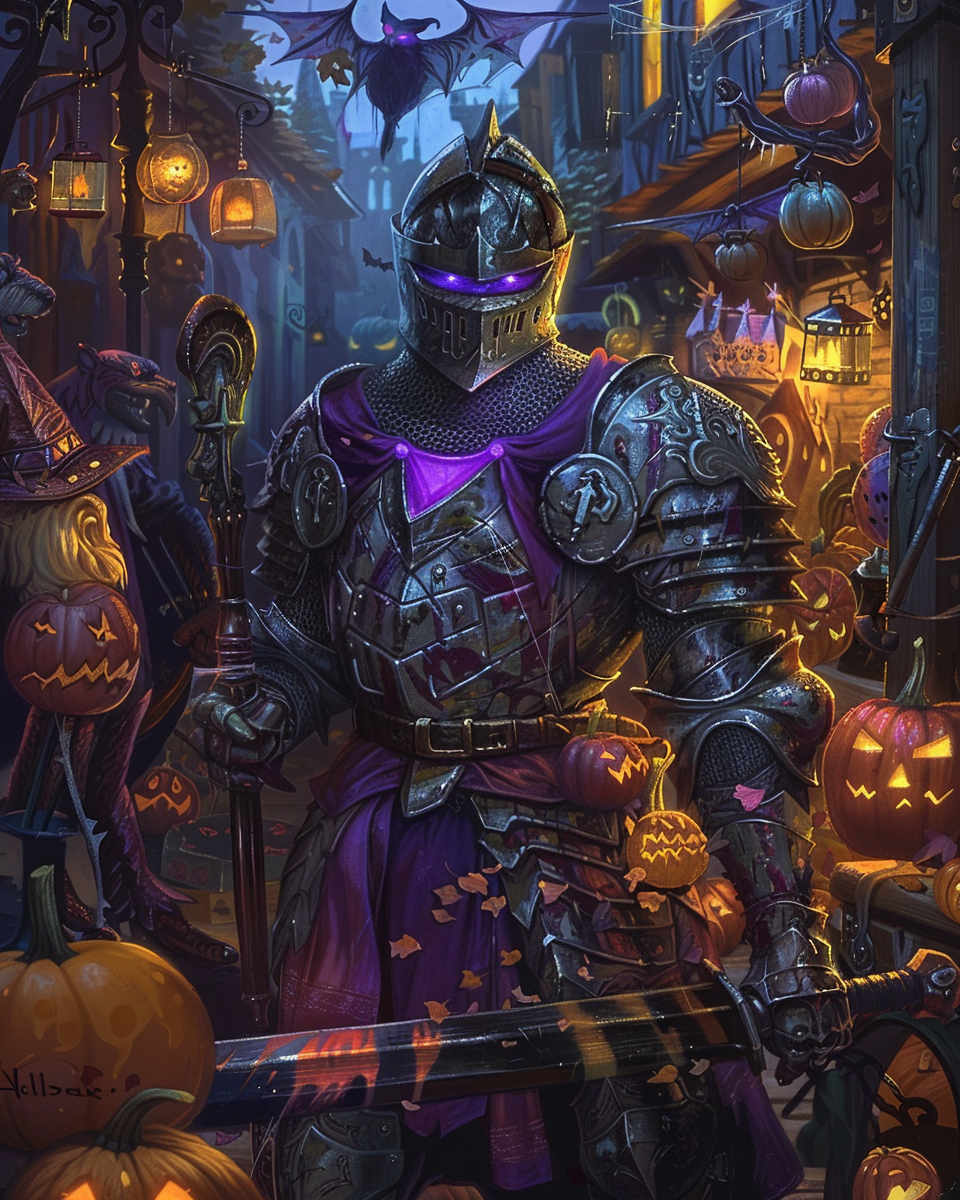 A Knight in Armor at Halloween