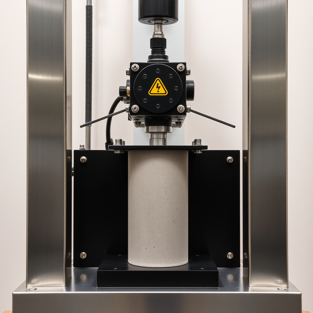 A Laboratory Setup: Concrete Testing Machine with Samples