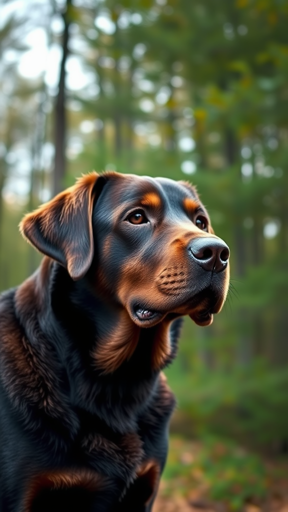 A Labrador Dog's Portrait Amidst Trees