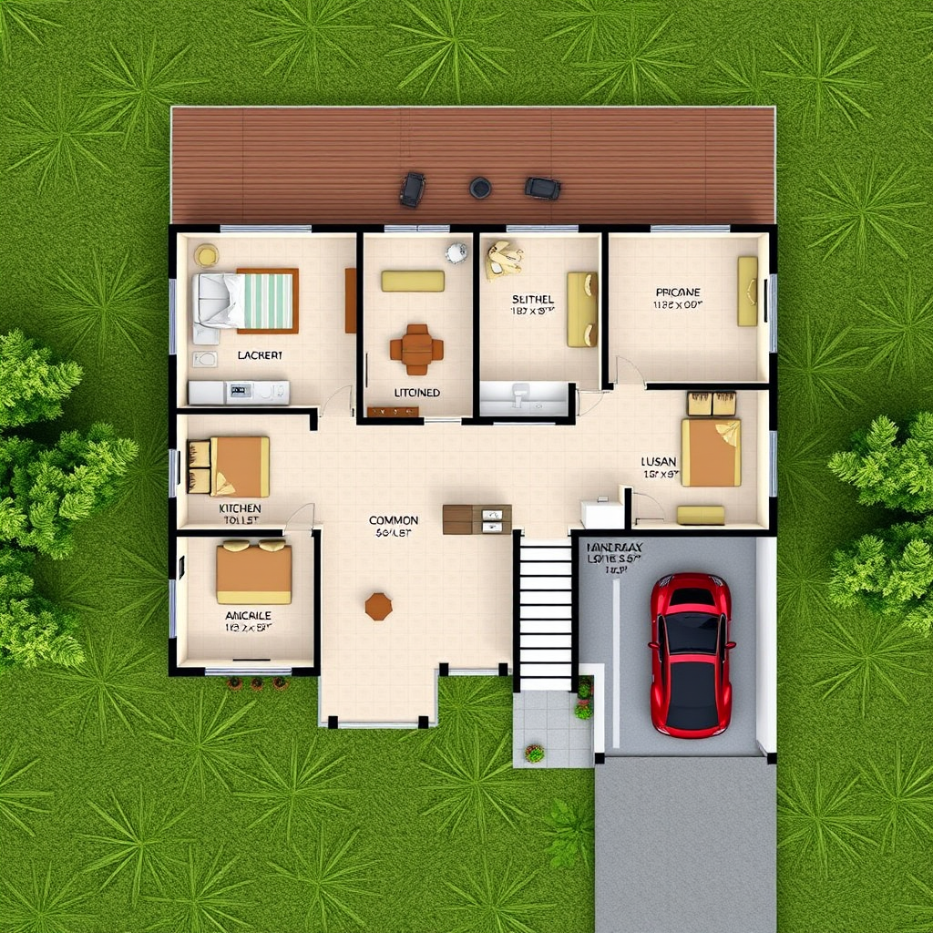 A Large Ground Floor House with Green Spaces