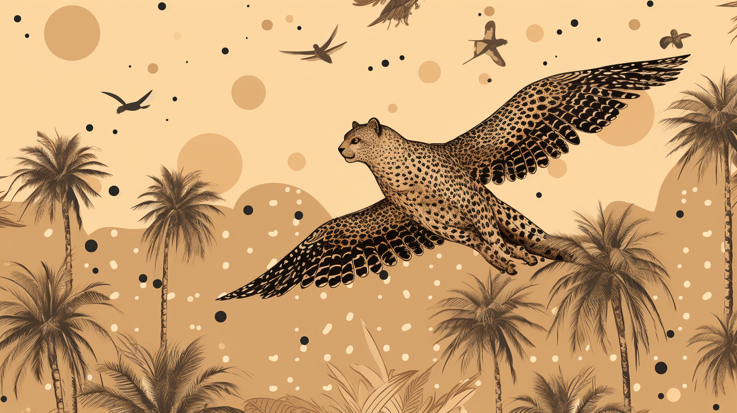 A Leopard and Eagle in Nature Seamless Pattern