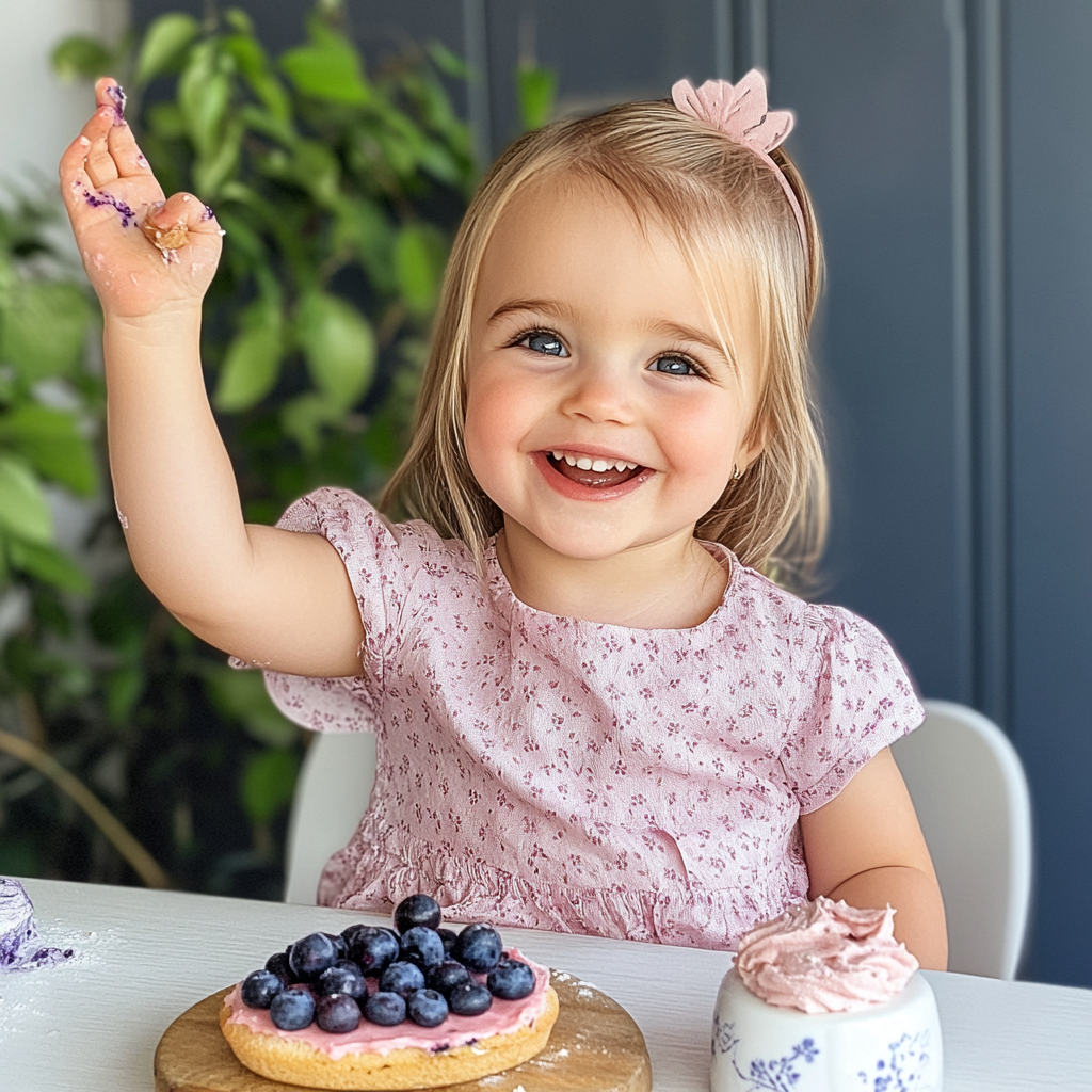 A Little Girl Enjoying a Blueberry Friand