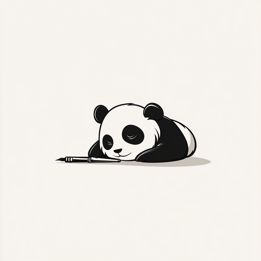 A Logo with a Panda Writing in Style.