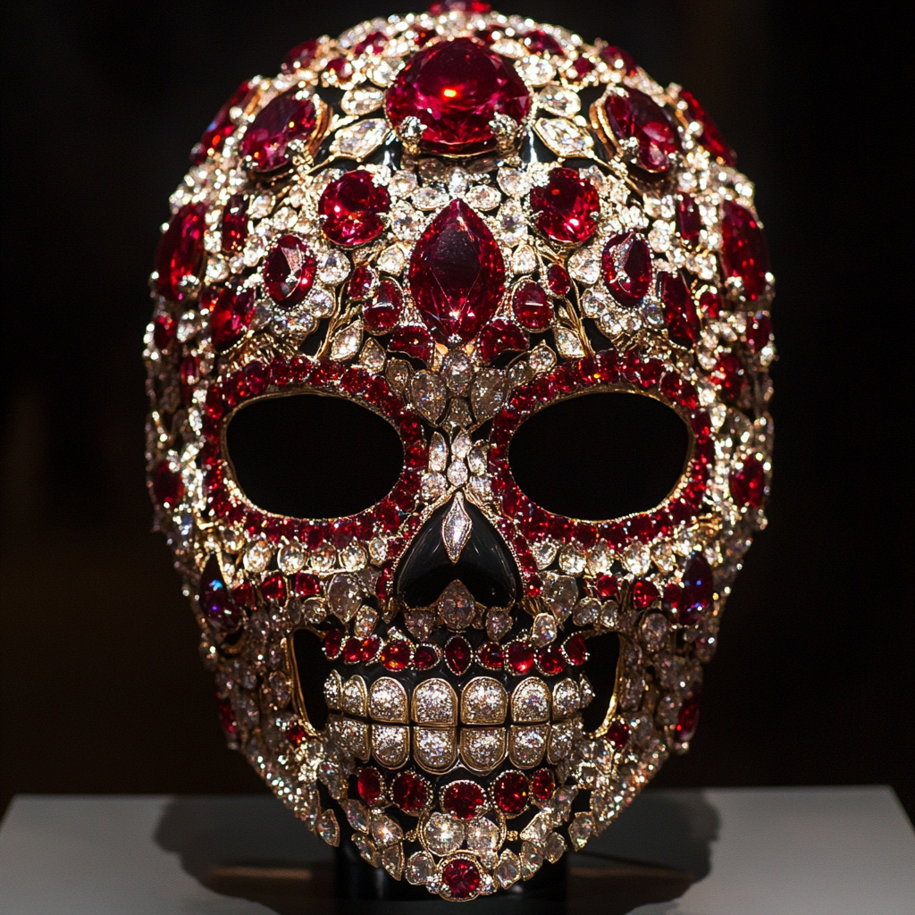 A Luchador Mask with Diamonds and Rubies Display