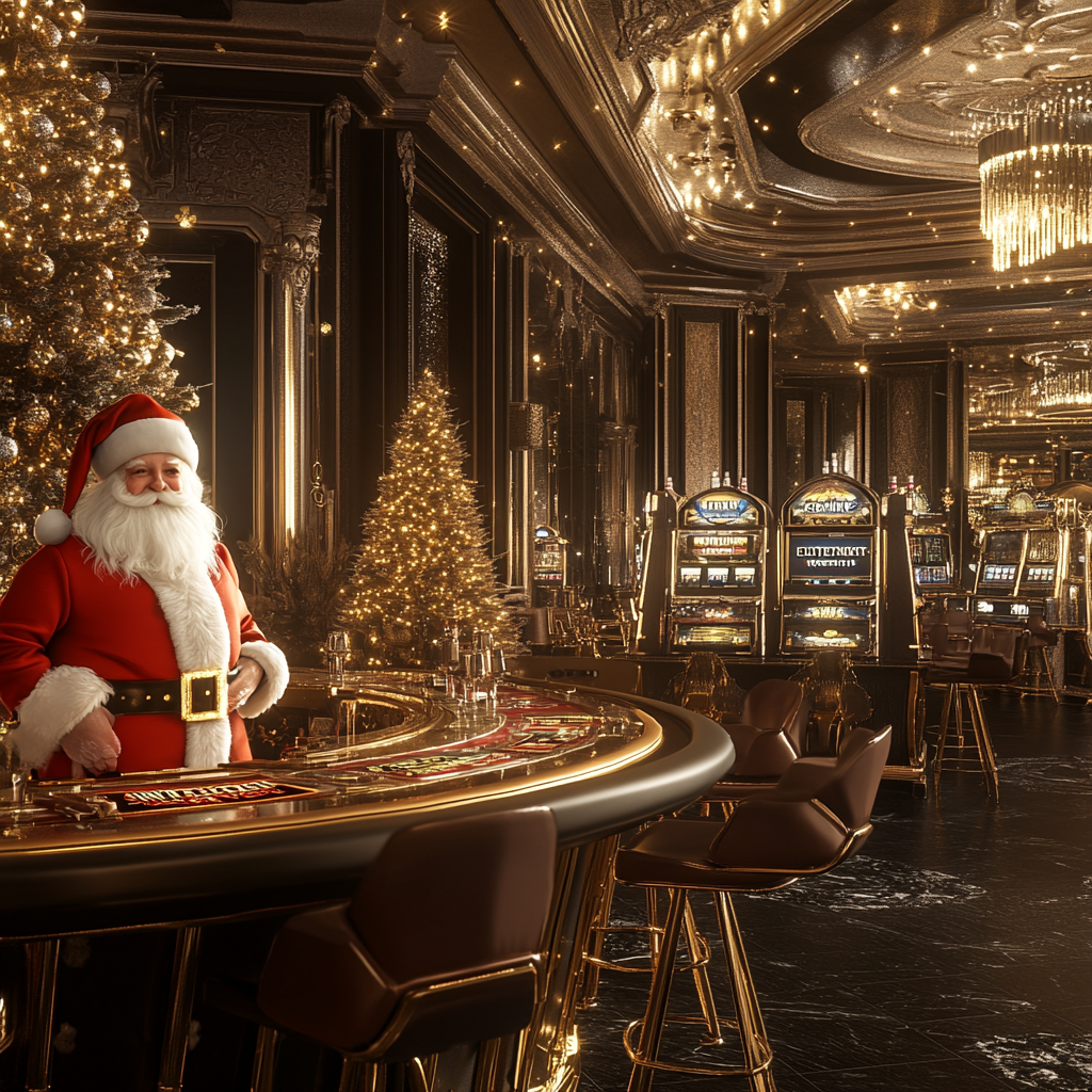 A Luxurious Casino Scene with Santa Claus