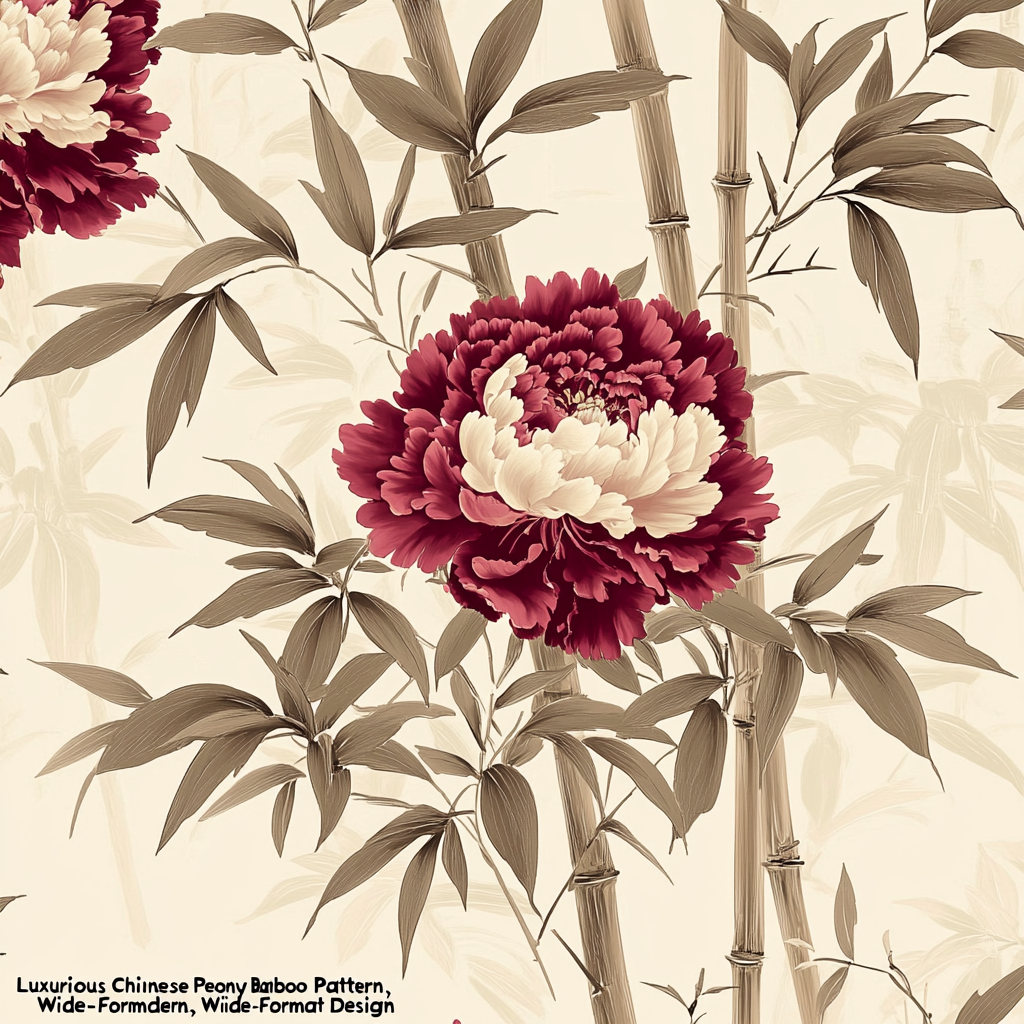 A Luxurious Chinese Peony and Bamboo Wall Decor