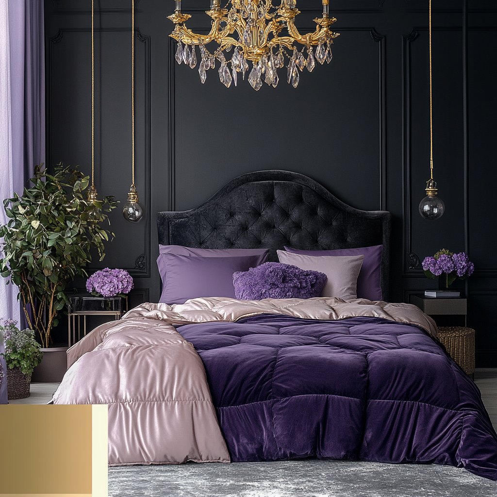 A Luxurious Lavender Bedroom with Plush Textures