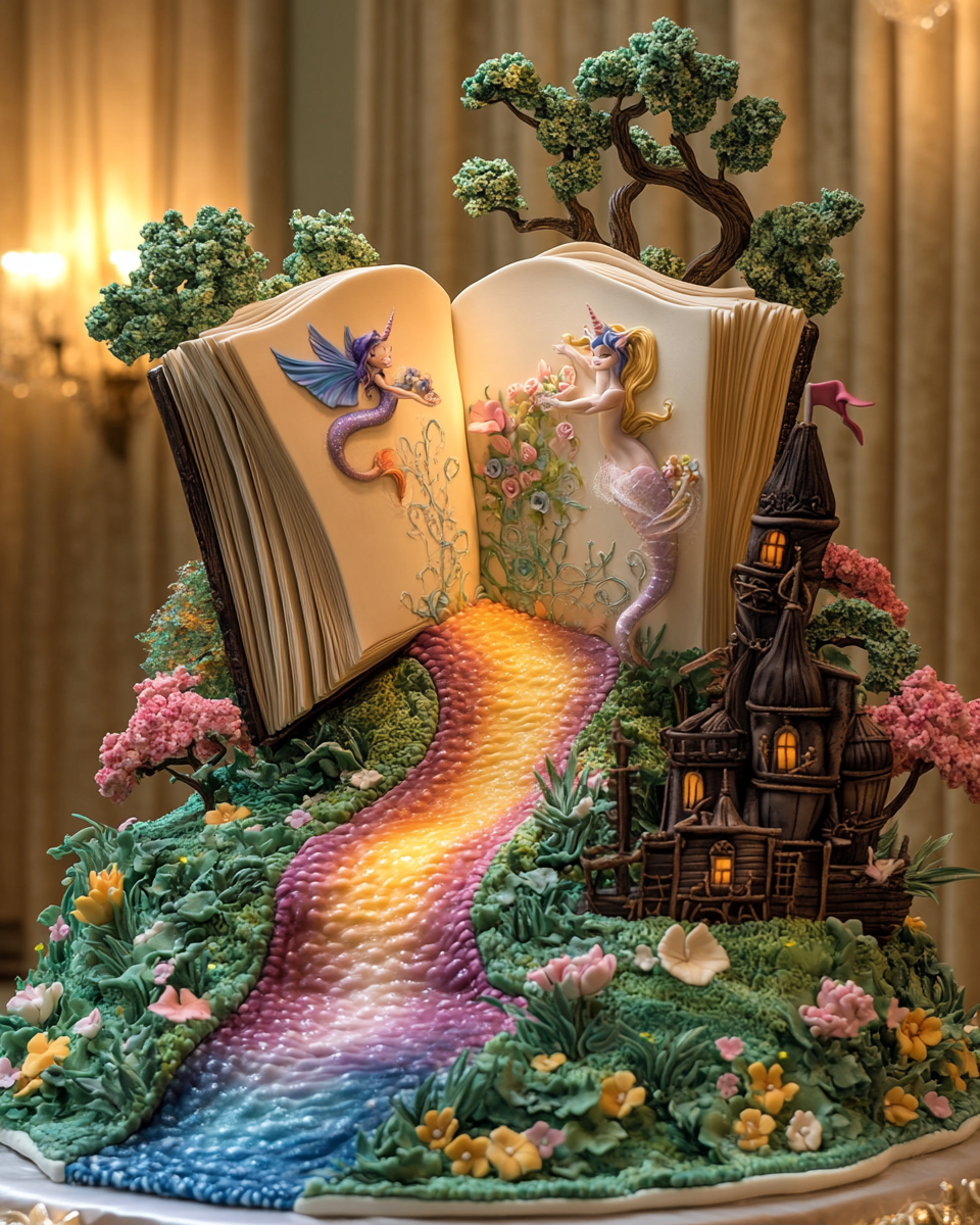 A Magical Cake with Fairy, Mermaid, Unicorn