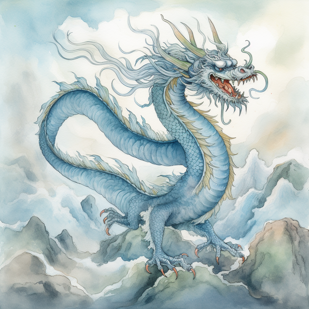 A Majestic Chinese Dragon in Cartoon Style