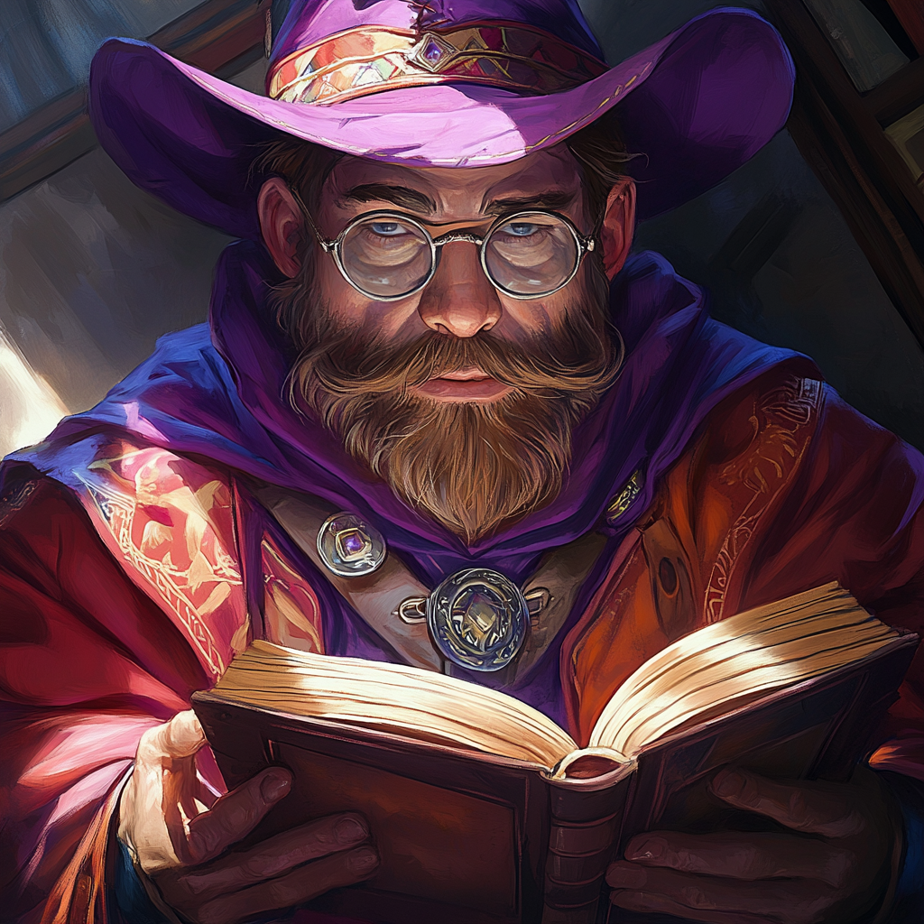 A Male Dwarf in a Wizard Hat Contemplating