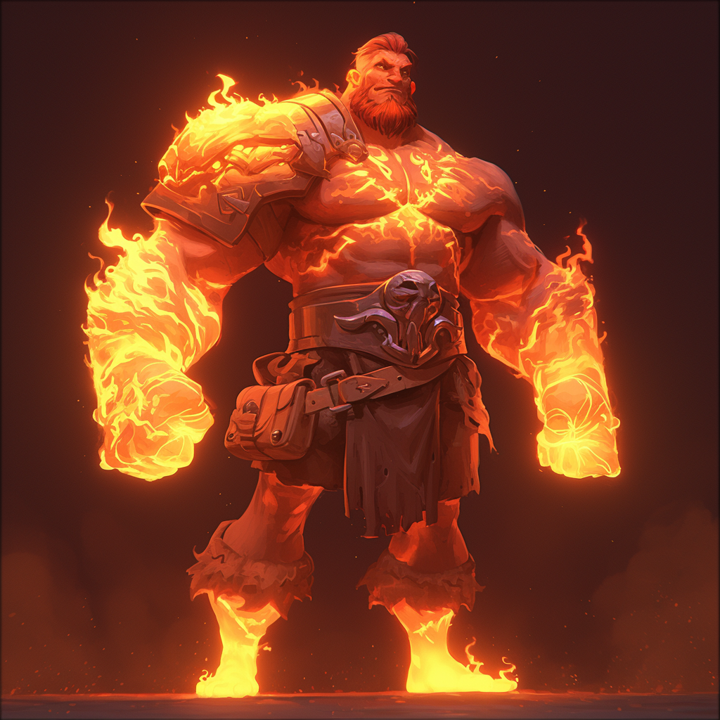 A Male Fire Giant Sculpt with 3D Light