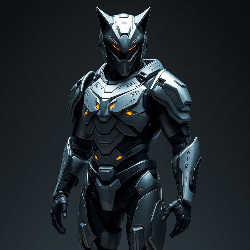 A Male Human Wears Robotic Wolf Armor