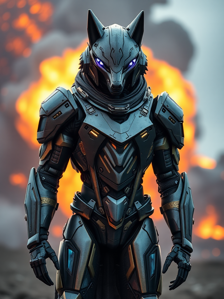 A Male Human in Steel Wolf Armor