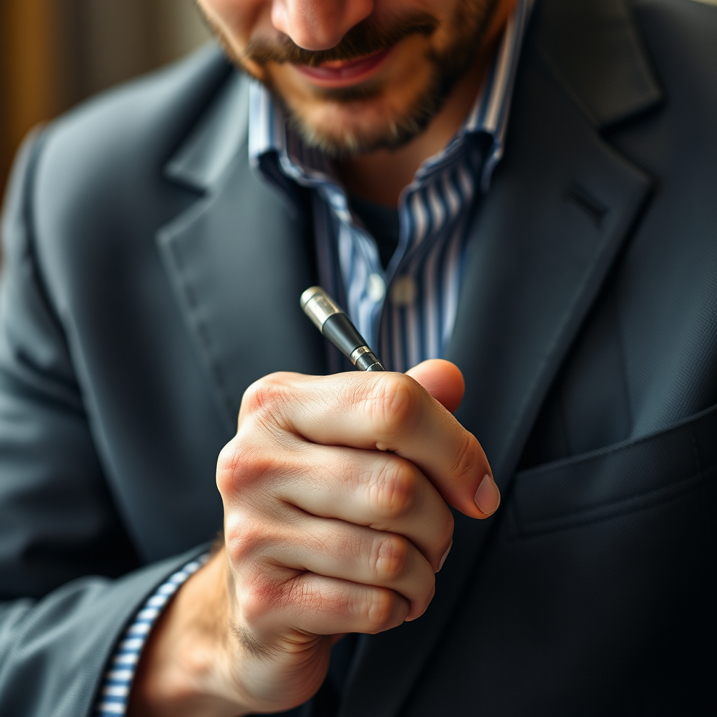 A Man Writing with His Left Hand