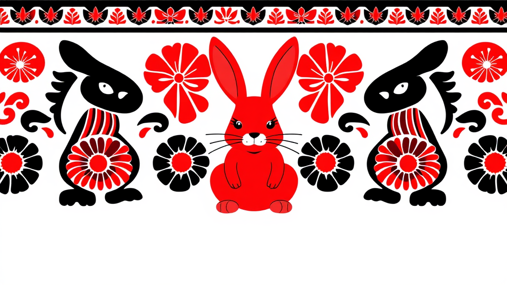 A Maori-Designed Easter Bunny on White Background