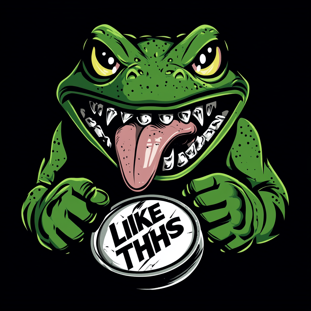 A Mean Green Frog Hockey Team Logo