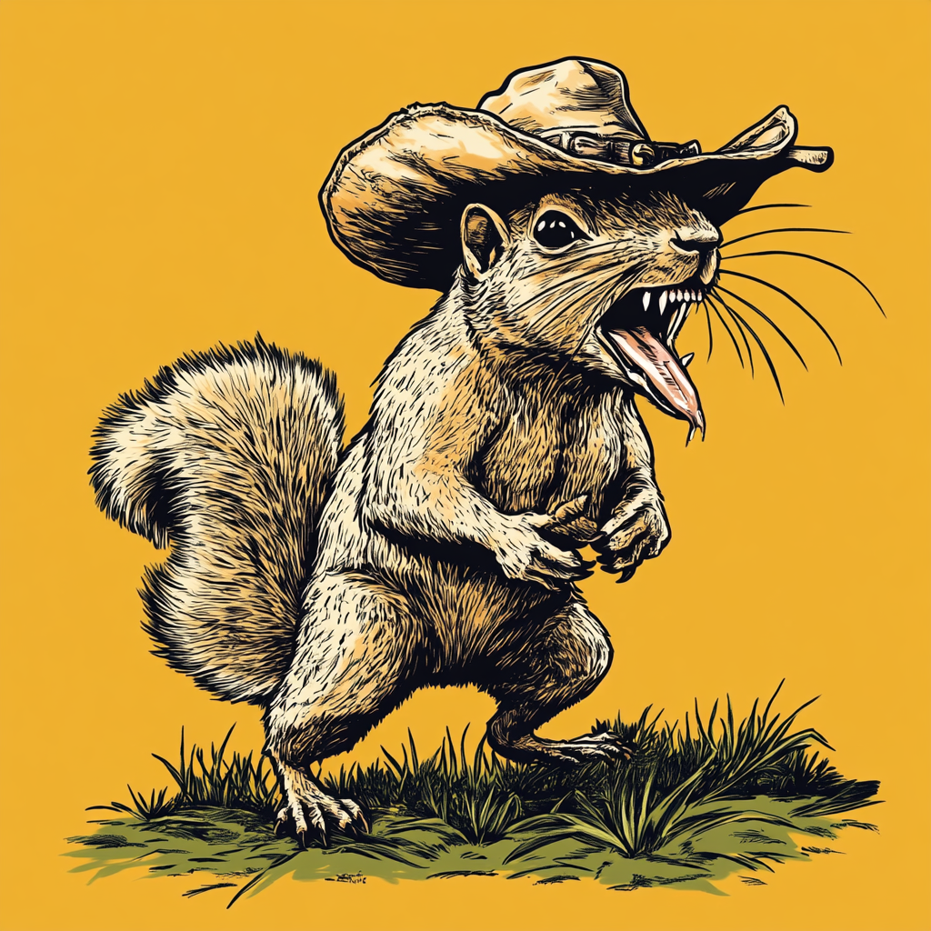 A Mean Squirrel in Cowboy Hat