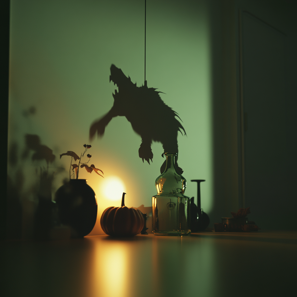 Werewolf Shadow in Spooky Room