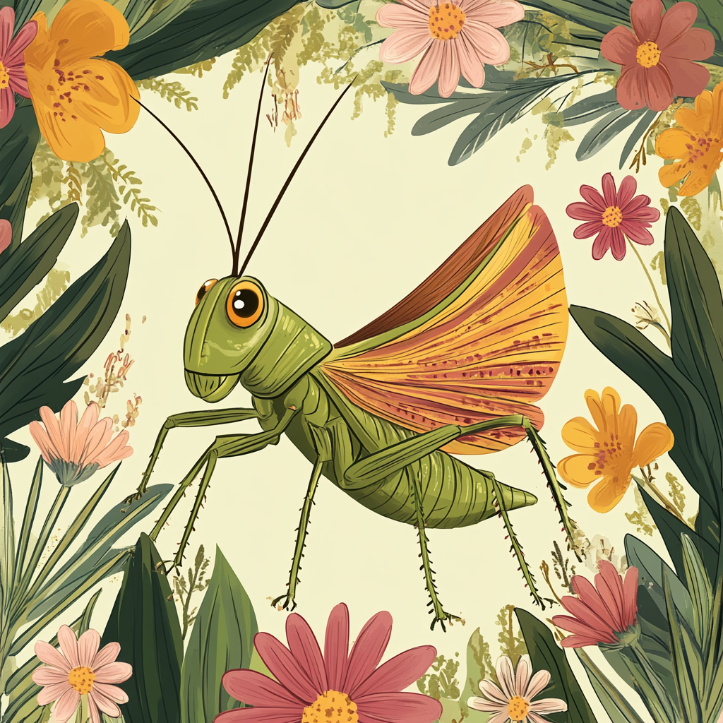 A Mexican grasshopper in natural habitat illustration.