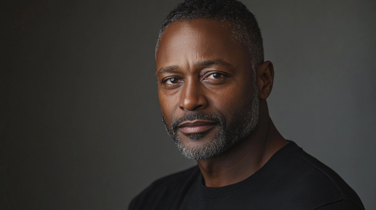 A Middle Aged Man's Dramatic Portrait in Studio