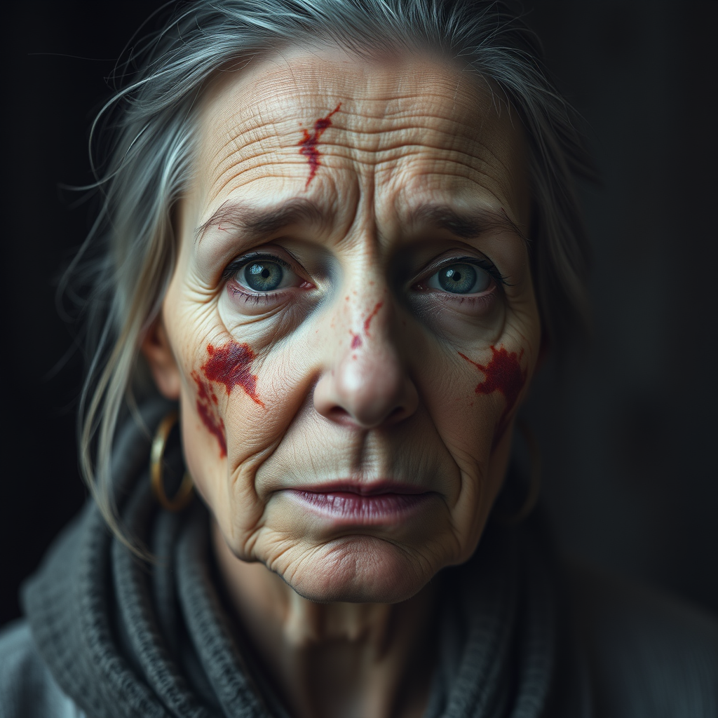 A Middle-Aged Woman with Faded Facial Scars