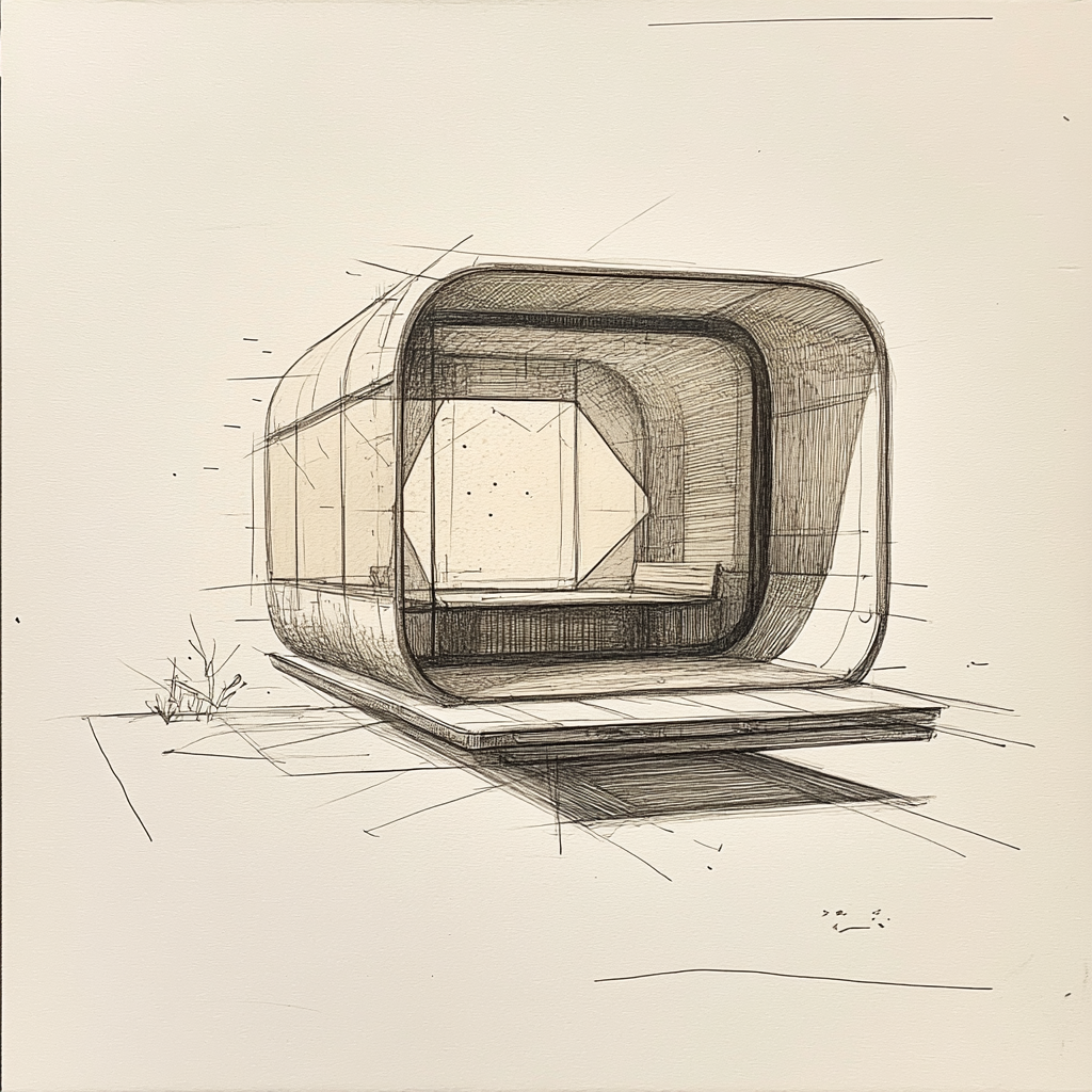 A Minimalist Rem Koolhaas Star Gazing Shelter Sketch