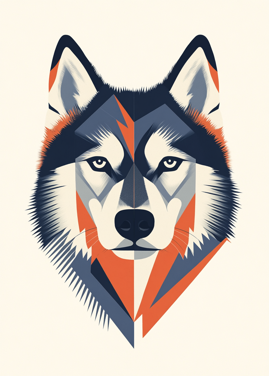 A Minimalistic Huskie Head Illustration