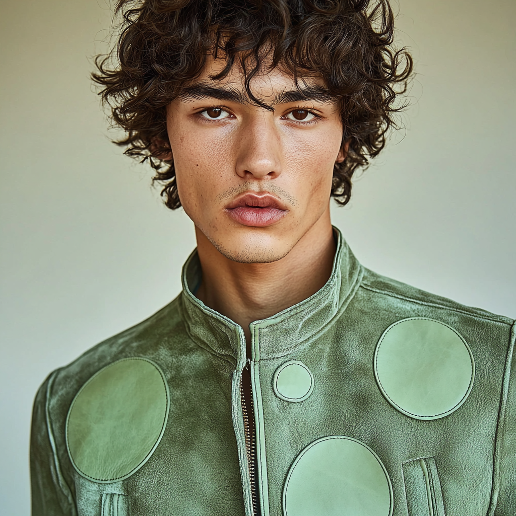 A Model in a Stylish Green Jacket for Men