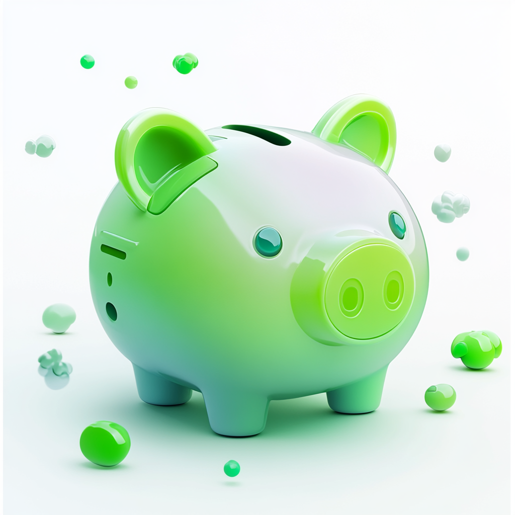 A Modern 3D Icon of Green Piggy Bank