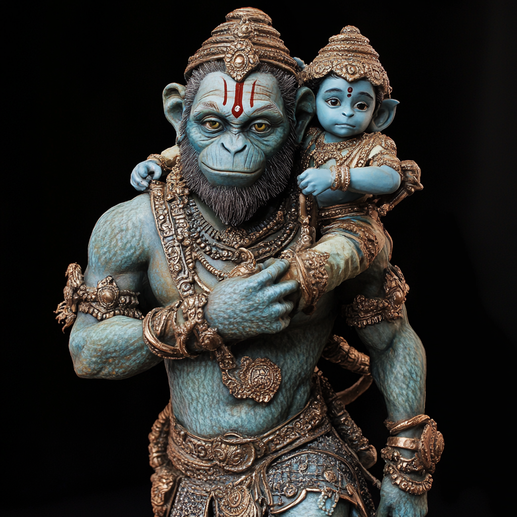 A Monkey Carries Two Princes with Detailed Features