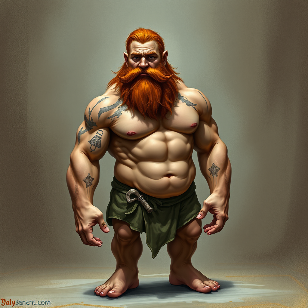 A Muscular Dwarf with Red Hair and Abs