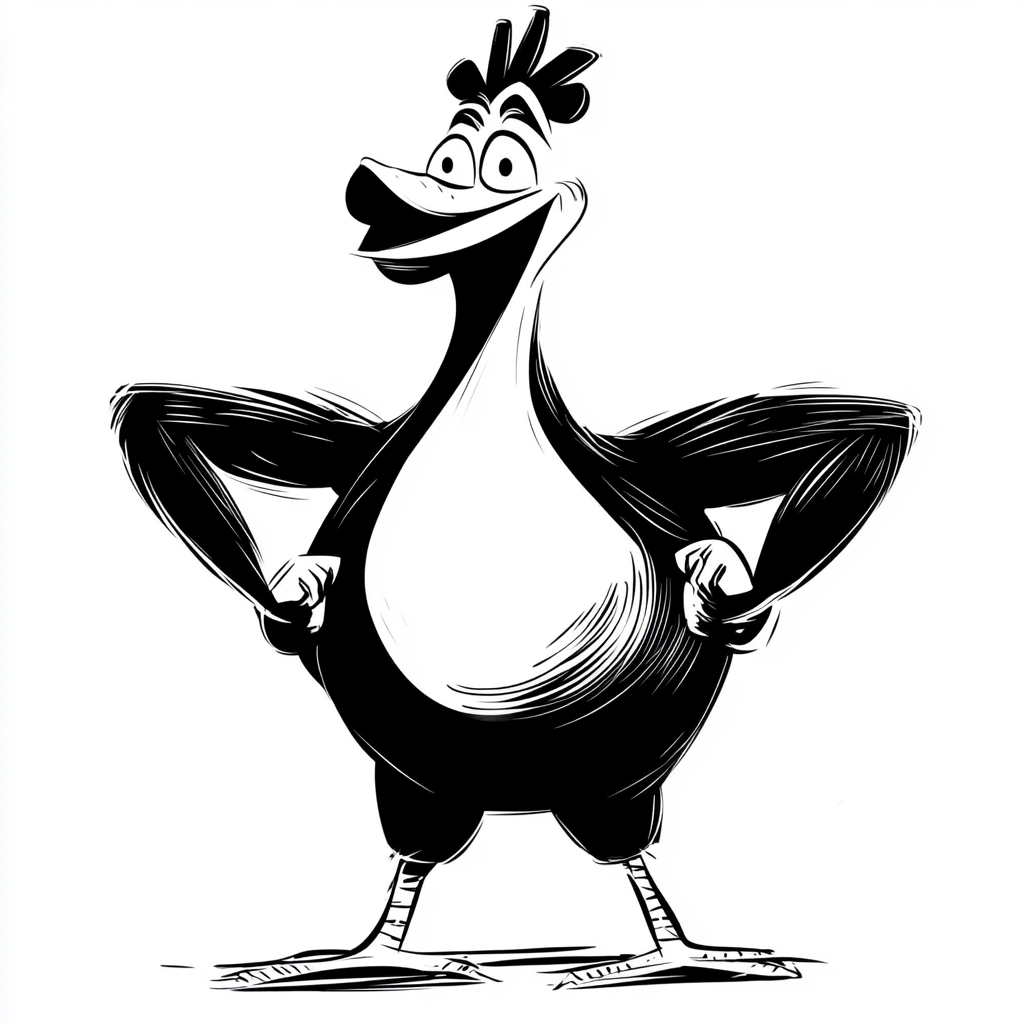 A Muscular Happy Chicken in Vintage Cartoon Style