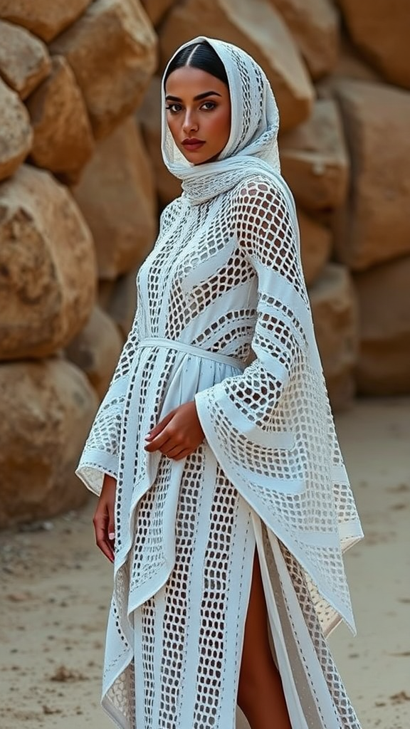 A Mystical, Luminous Fashion Model in Jellabiya Costume