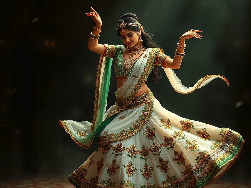 A Mystical Indian Woman Dancing in Garba