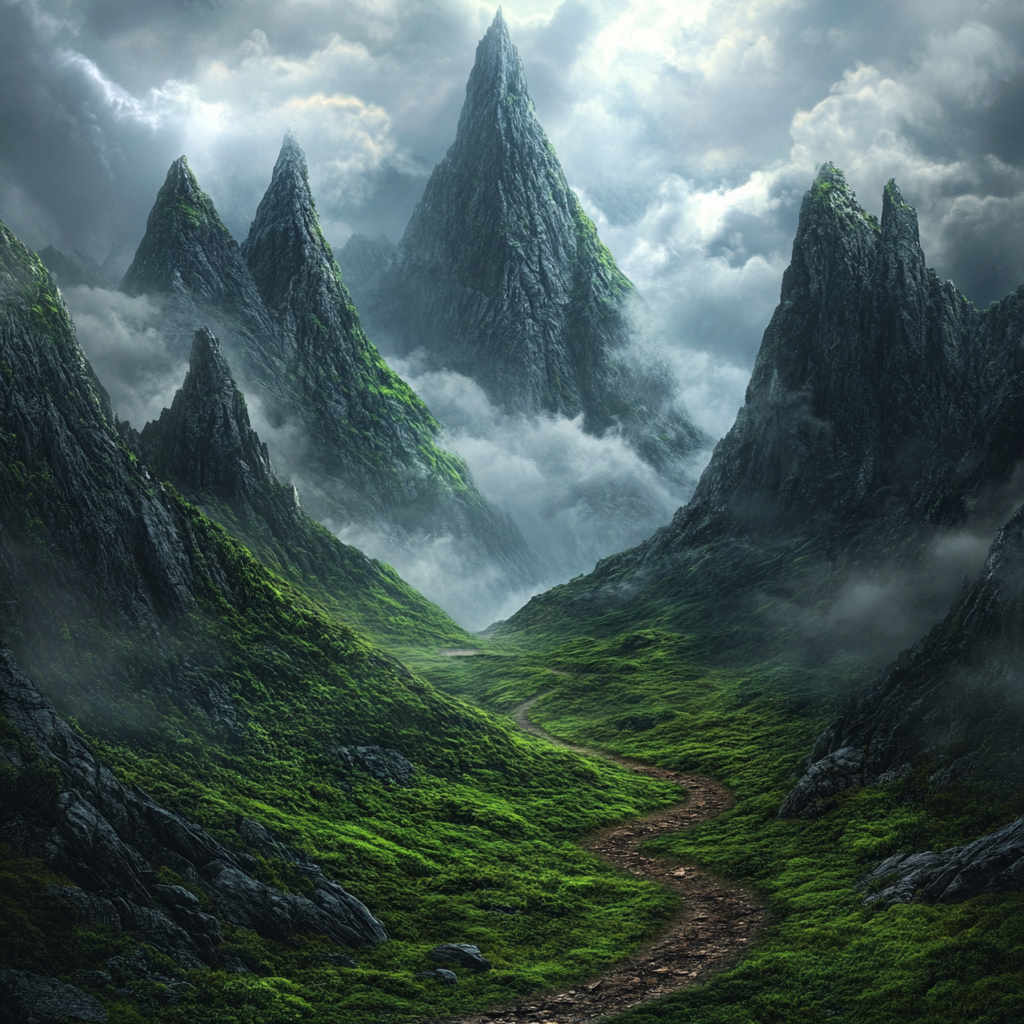 A Mystical Mountain Trail: A Serene Landscape