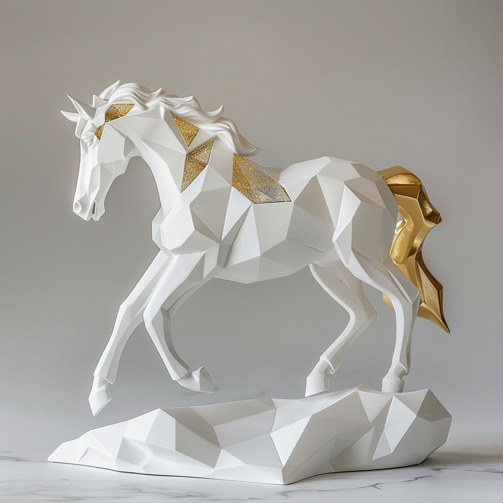 A Nordic luxury horse sculpture with gold jewelry