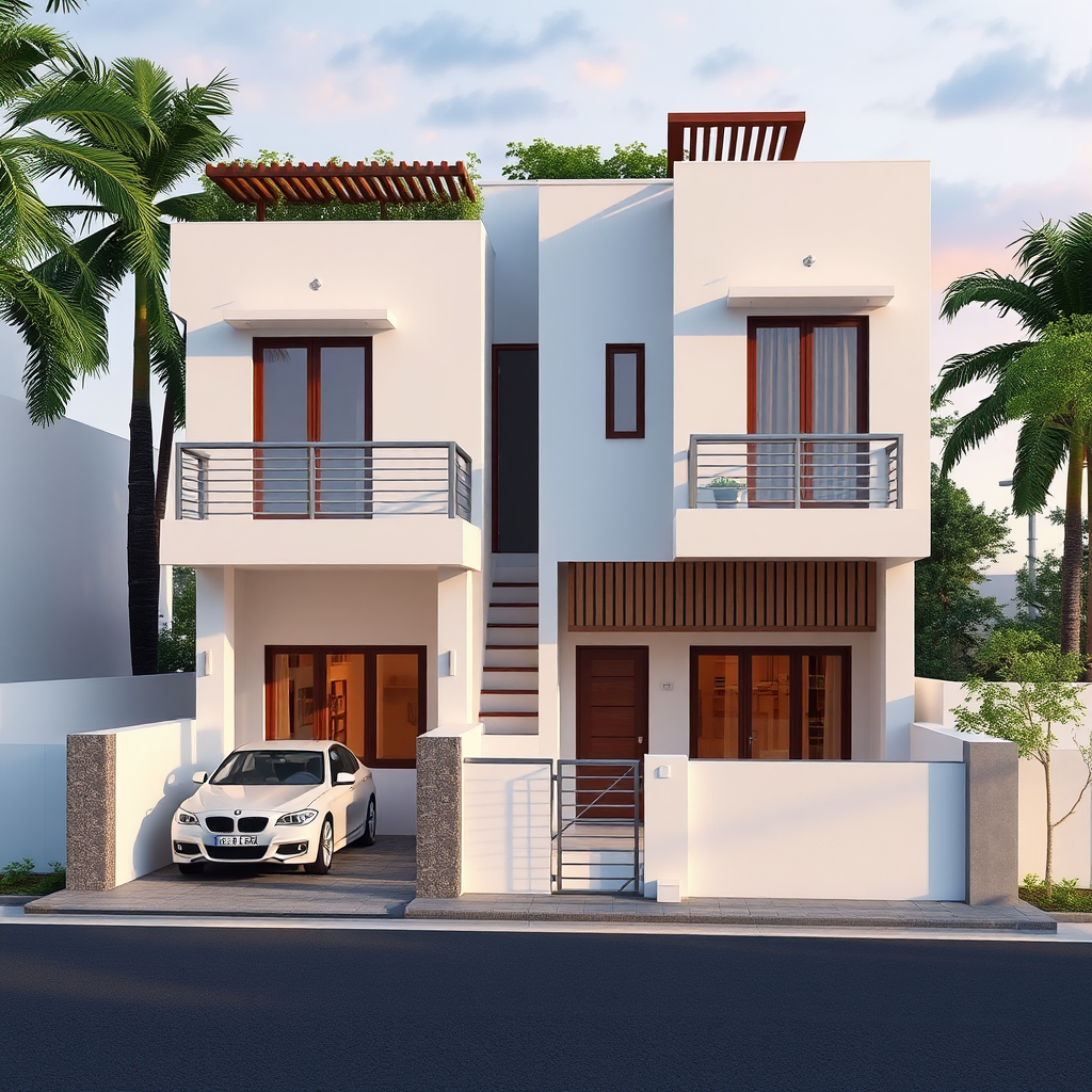 A North-Facing 2 BHK Plan with Indoor Stairs