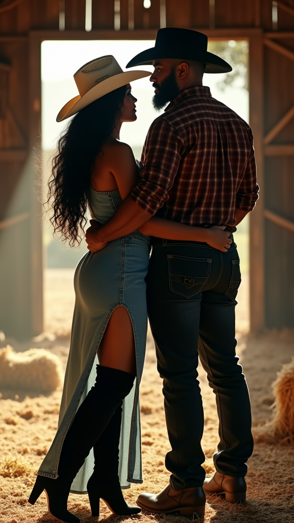 A Nostalgic Barn Romance with African American Couple