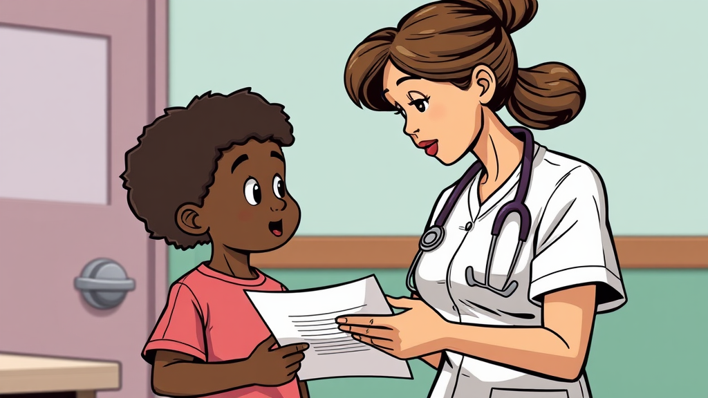 A Nurse Explains Consent Procedure to Child