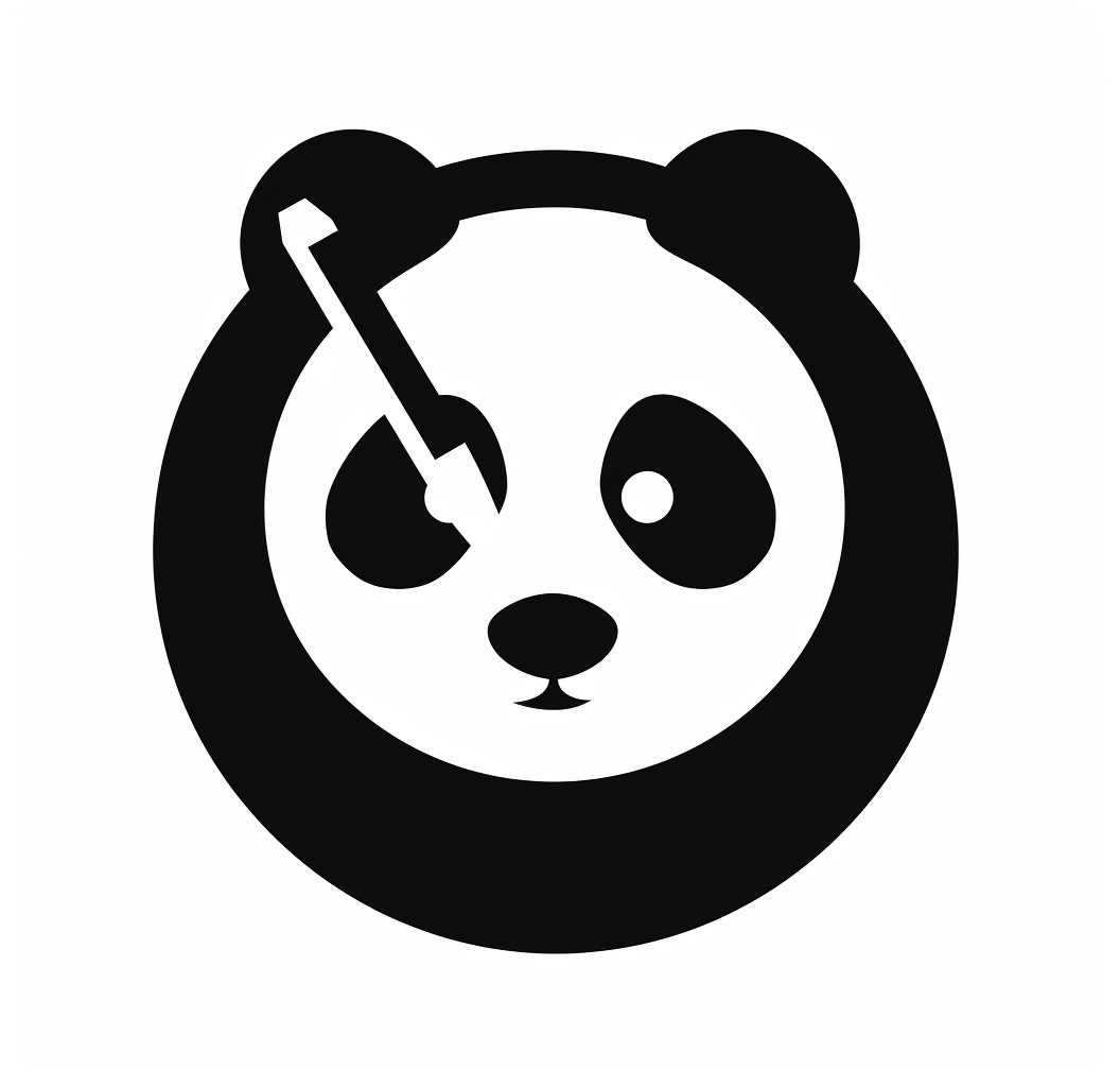 A Panda Holding a Pen Logo on White Background.