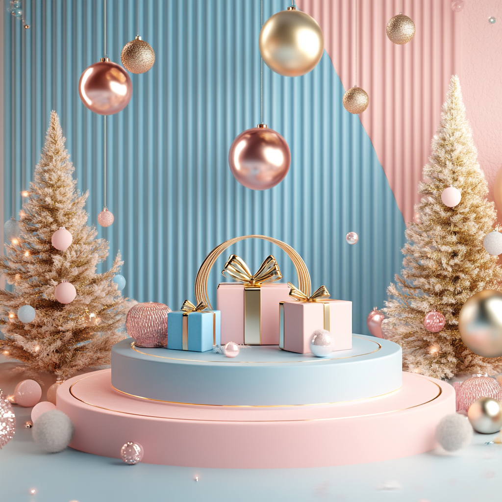 A Pastel Podium Platform for Holidays in 3D.