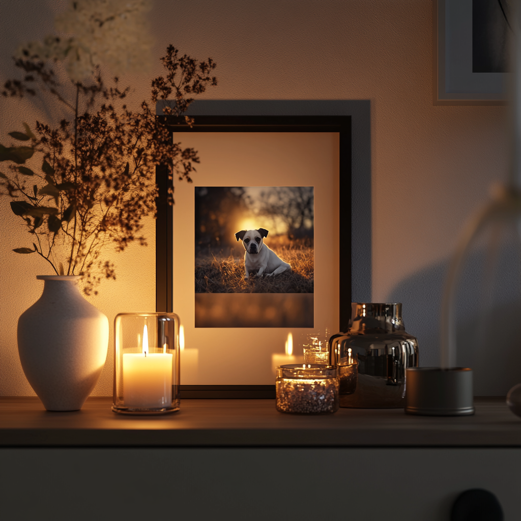 A Peaceful Living Room Altar for a Pet