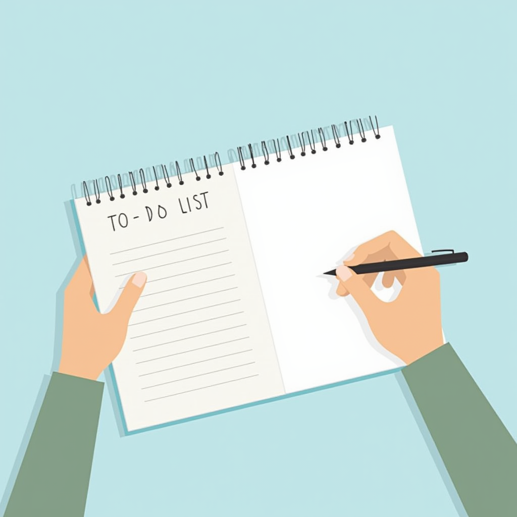 A Person Making a To-Do List on Blue