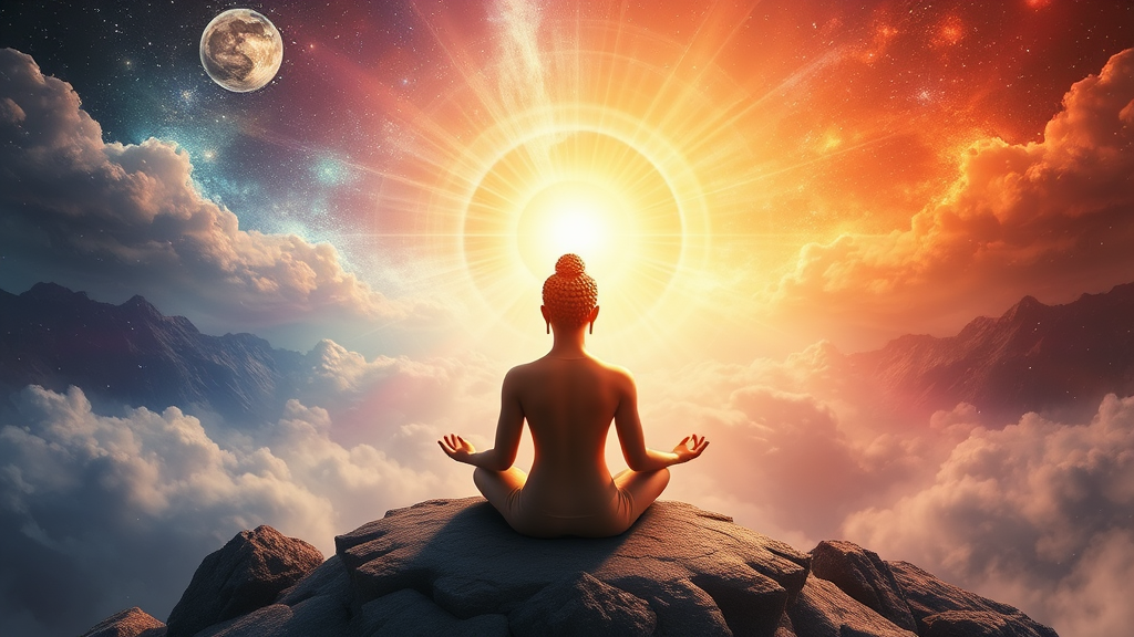 A Person Meditating Amidst Universal Truths and Love