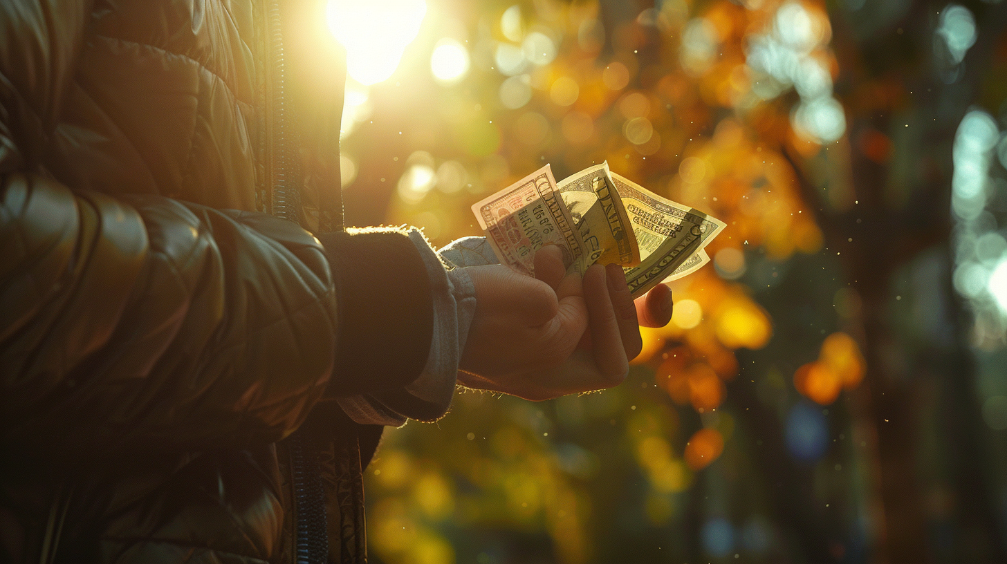 A Person Paying in Bright, Vibrant Setting