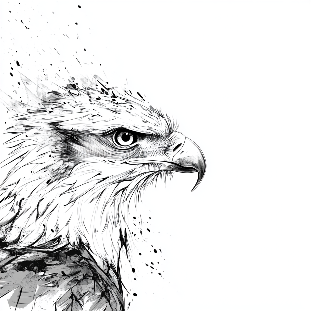 A Philippine eagle with strong, messy linework flapping