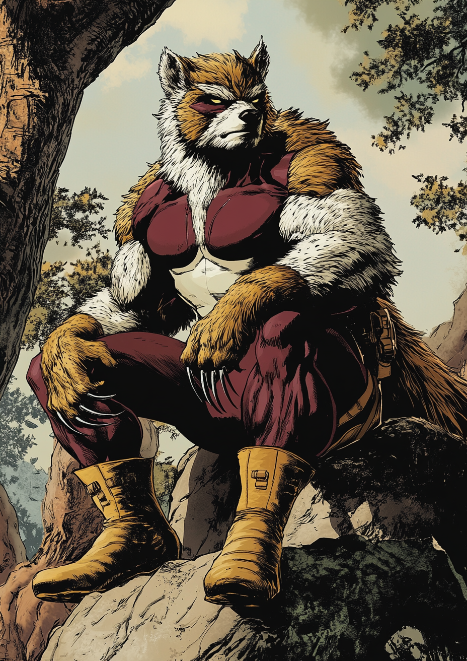 A Pine Marten Superhero in Maroon and White!