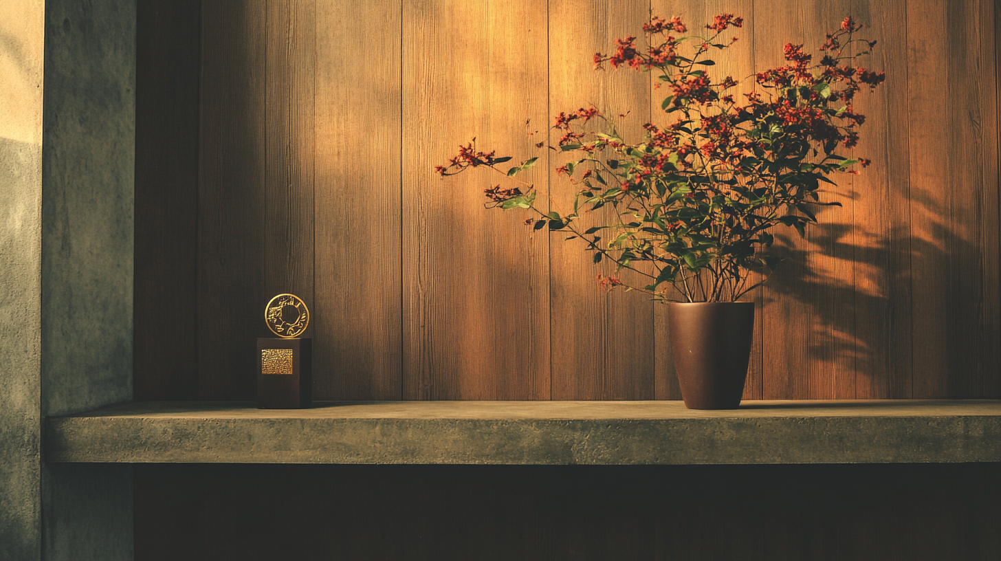 A Plant on Athlete's Shelf in Modern Chinese Apartment